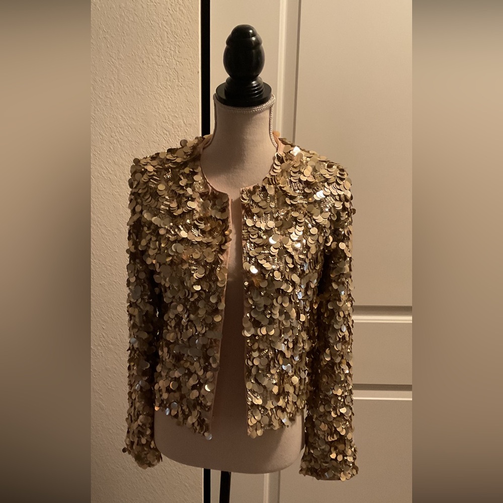 NWT! Alice + Olivia Gold Sequin Kidman Jacket